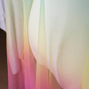 SAYUAN 64 inch by 8 Yards Rainbow Tulle Fabric Tulle Mesh for Rainbow Tutu Skirt Table Skirt DIY Crafting Wedding Birthday Party Baby Shower Decoration