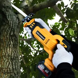 XIELAOBAN Sawzall, Cordless Electric Reciprocating Saw, 3000 SPM 3 Speed Adjustment with 4 Blades for Wood, Metal, Plastic,Including 2pcs 21V/3.0Ah Li-Ion Battery With Fast Charger