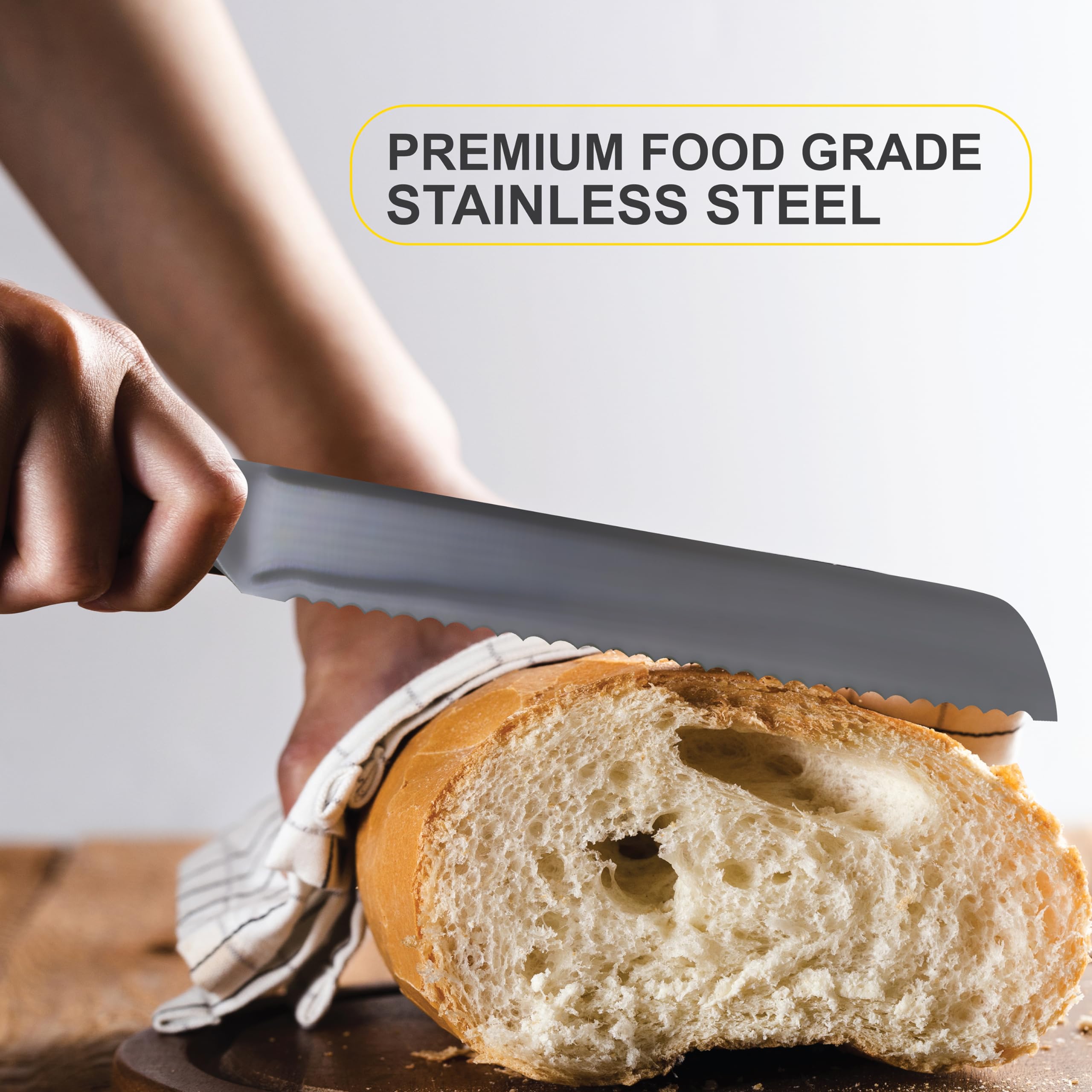 TtAk HOUSEWARE Professional Kitchen Bread Knife Upgraded Stainless Steel - Bread Cutter Ideal Slicing Serrated Edge Cake Knife, Bread Cutter Homemade Crusty Bread, (7-Inch Blade 5.5-Inch Handle)