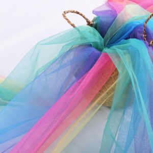 SAYUAN 64 inch by 8 Yards Rainbow Tulle Fabric Tulle Mesh for Rainbow Tutu Skirt Table Skirt DIY Crafting Wedding Birthday Party Baby Shower Decoration