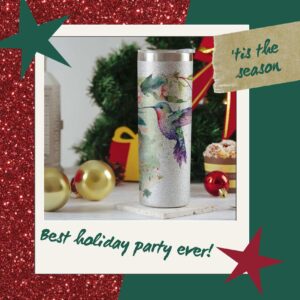 Onebttl Hummingbird Gifts For Women, Her and Hummingbird Lovers - 20oz/590ml Stainless Steel Insulated Glitter Tumbler with Straw - Hummingbird Skinny Tumbler, Coffee Cups - (Sliver)