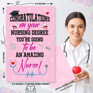 Nursing Degree Graduation Congratulations Greeting Card – Honor The Grad In Your Life With A Heartfelt Message - Pink