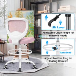 Razzor Drafting Chair Tall Office Chair for Standing Desk Chairs with Adjustable Height Footrest, Armless High Desk Chair Ergonomic Rolling Stool