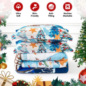 YIYEA Christmas Twin Comforter Set for Girls Boys, Cute Kids Comforter with Pillowcase, Ultra Soft Brushed Microfiber Christmas Bedding Comforter Sets, Suit for All Season, Machine Washable