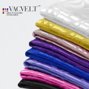 VACVELT Damask Jacquard Satin Fabric by The Yard, 60 Inch Wide White Satin Fabric Shiny Cloth Fabric, Silky Brocade Fabric for Bridal Dress, Wedding Decorations, Crafts, Sewing, Draping (1 Yard)