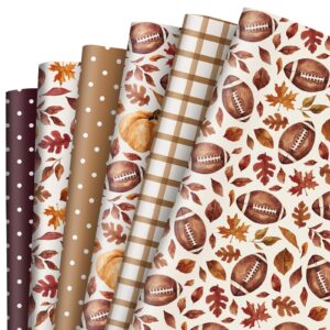 anydesign 12 sheet fall wrapping paper super football bowl gift wrap paper bulk folded flat autumn leaves pumpkin decorative diy craft paper, 19.7 x 27.6 inch