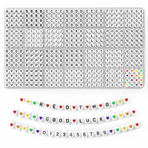 redtwo 1400 pcs letter beads for friendship bracelets making kit, a-z alphabet beads, colorful heart beads & number beads for diy jewelry making