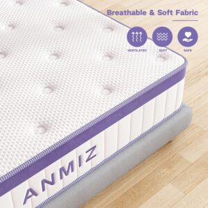 ANMIZ Queen Mattress in a Box,10 inch Hybird Mattresses Queen Size,Gel Memory Foam Queen Mattress, Medium Firm Queen Size Bed Matress for Breathable Cool Sleep & Pressure Relief,Queen Mattress 10inch