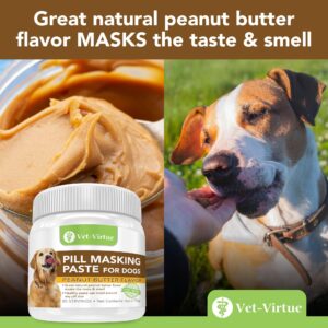 VET-VIRTUE Pill Masking Paste for Dogs, Peanut Butter Flavor - Perfect Pet Medicine Treats to Hide Pills, Medication & Capsules, with Natural Ingredients & Packed with Flavor Dogs Love