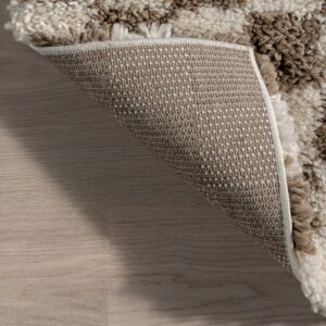 nuLOOM Adelaide Checkered 5x8 Shag Area Rug for Living Room Bedroom Dining Room Nursery, Beige/Brown