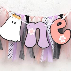 Spooky One Groovy Birthday High Chair Banner - Halloween 1st Birthday Party Decorations, Halloween Party Banner,Ghost One Baby Shower, Happy Halloween Banner, Boho Happy Boo Day Garland For Birthday