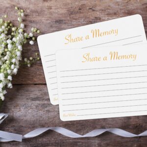 Sutter Signs Share A Memory Card (Pack of 50) | Elegant Guest Book 4x6 Cards for Celebration of Life, Funeral, Memorial, Graduation, Retirement, Birthday, Party Game