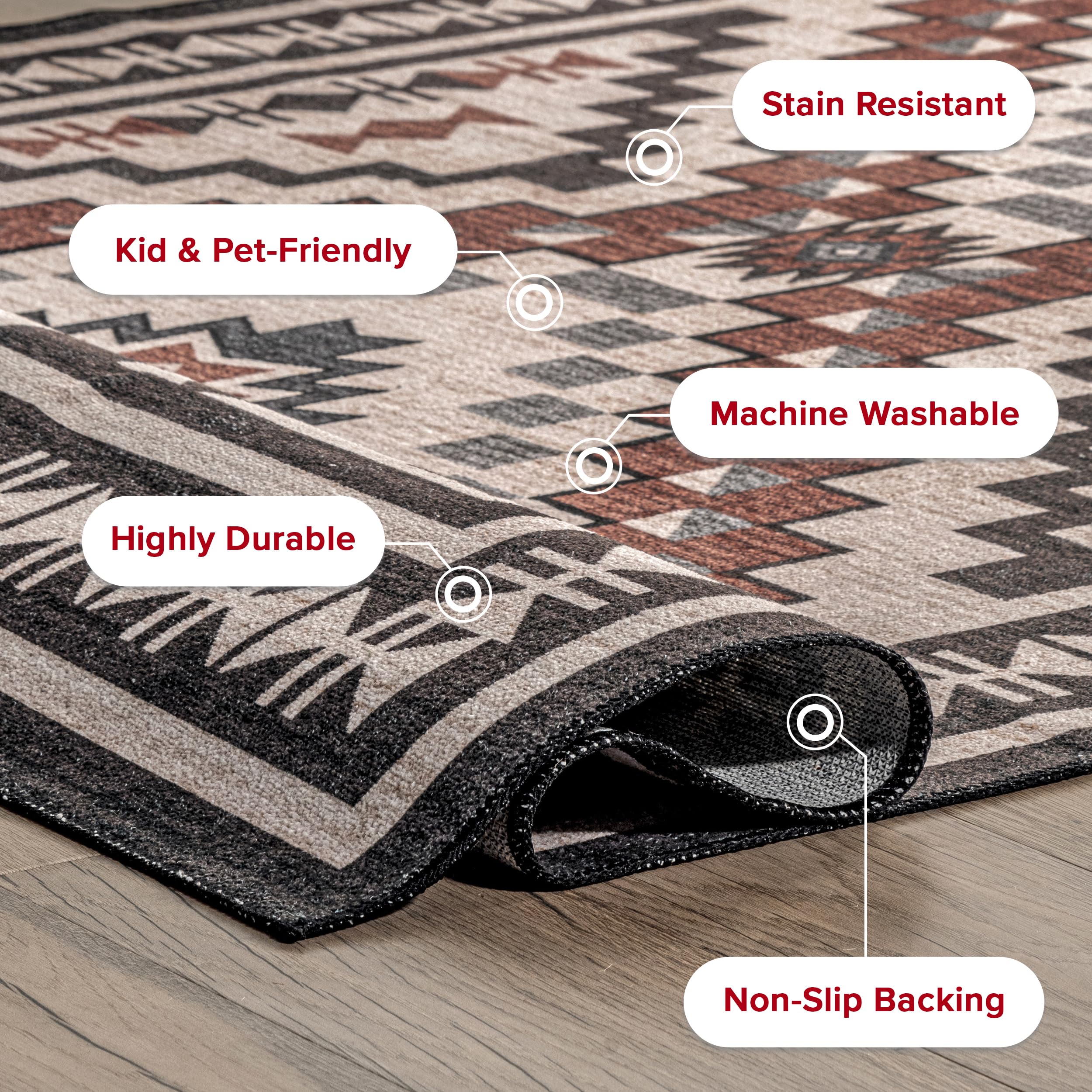 nuLOOM 8' Square SpinClean Machine Washable Stain-Resistant Area Rug with Non Slip Backing, Low Profile for Living Room, Bedroom, and Dining Room, Leighton Beige