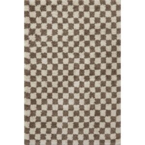 nuLOOM Adelaide Checkered 5x8 Shag Area Rug for Living Room Bedroom Dining Room Nursery, Beige/Brown