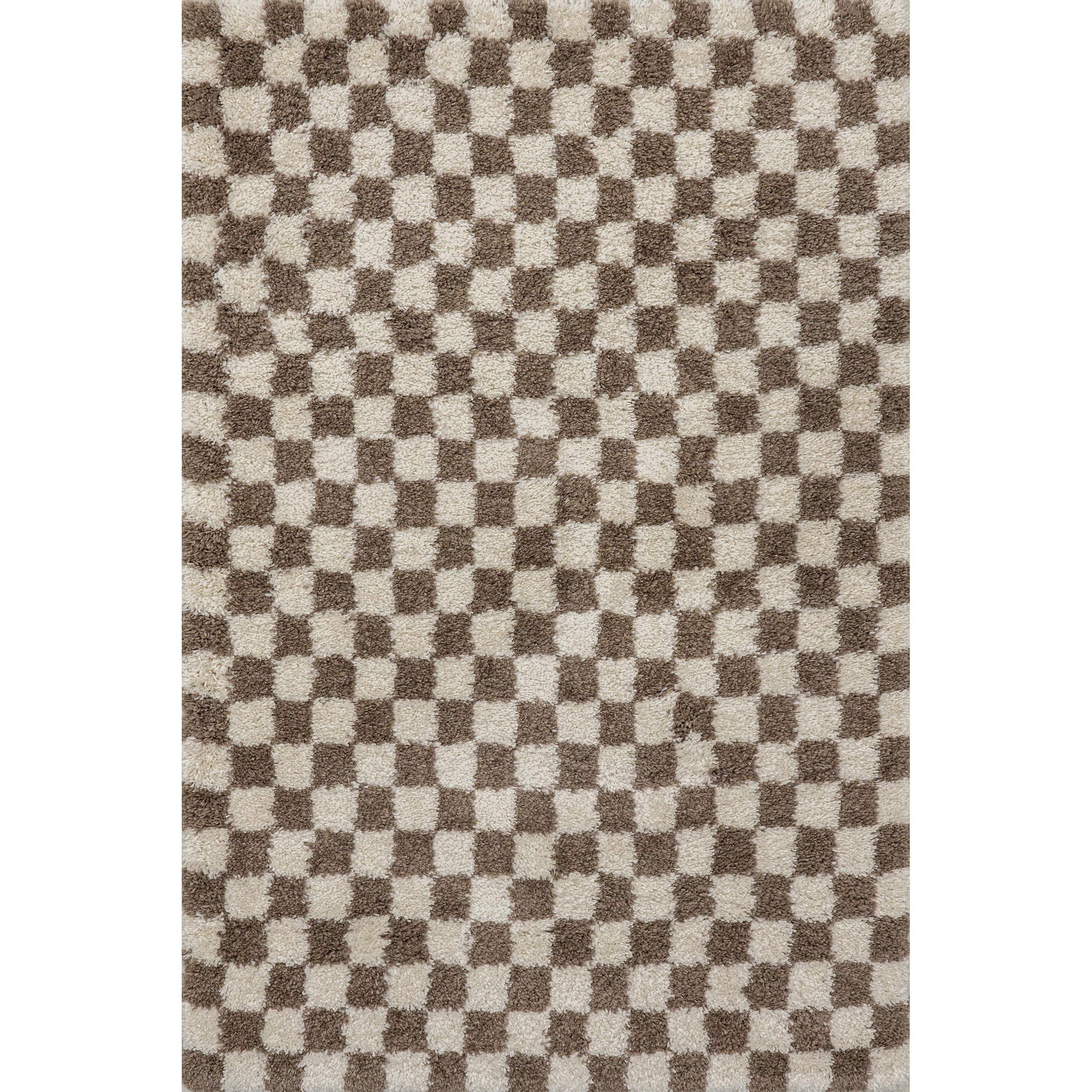 nuLOOM Adelaide Checkered 5x8 Shag Area Rug for Living Room Bedroom Dining Room Nursery, Beige/Brown