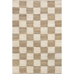 nuLOOM Christana Traditional Checkered Jute Area Rug - 6x9 Jute Area Rug Contemporary/Modern Ivory Rugs for Dining Room Rug Neutral Rug Living Room Rug