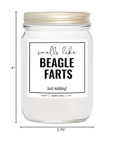 YouNique Designs Smells Like Beagle Farts Soy Candle 8oz - Dog Farts Candle Beagle Gifts for Beagle Lovers - Beagle Gifts for Women, Men - Beagle Dad Gifts, Dog Mom Gifts (Lavender & Vanilla)