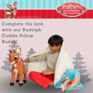 Franco Rudolph The Red Nose Reindeer Holiday Christmas Kids Bedding Soft Plush Sherpa Blanket Throw, 46 in x 60 in, (Officially Licensed Product)