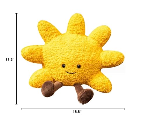 OUKEYI Soft Sun Plush Toy,Cute Smile Yellow Funny Sun Stuffed Animals Pillow,Sun Shape Chair Cushion Sofa Cushion Pillow(11.8“x18.8/30cmx48cm)