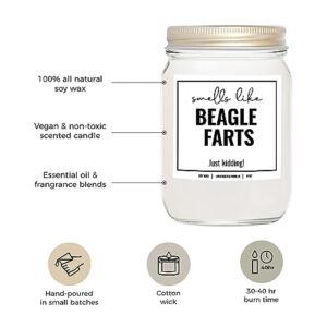 YouNique Designs Smells Like Beagle Farts Soy Candle 8oz - Dog Farts Candle Beagle Gifts for Beagle Lovers - Beagle Gifts for Women, Men - Beagle Dad Gifts, Dog Mom Gifts (Lavender & Vanilla)