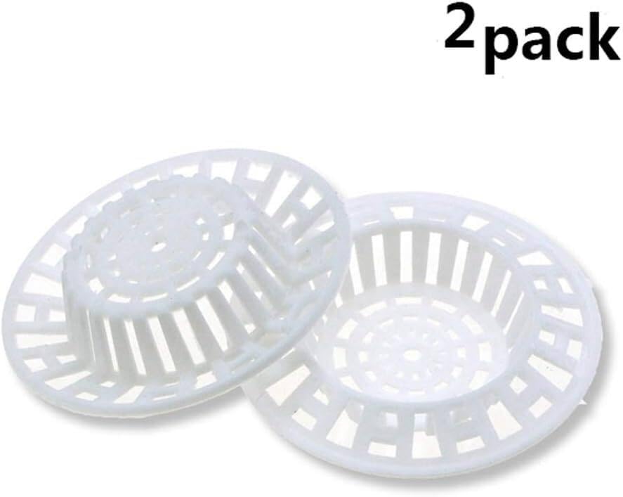 Kitchen Sink Filter Reusable Plastic Bath Sink Strainer Set 7 cm Pack of 2 White