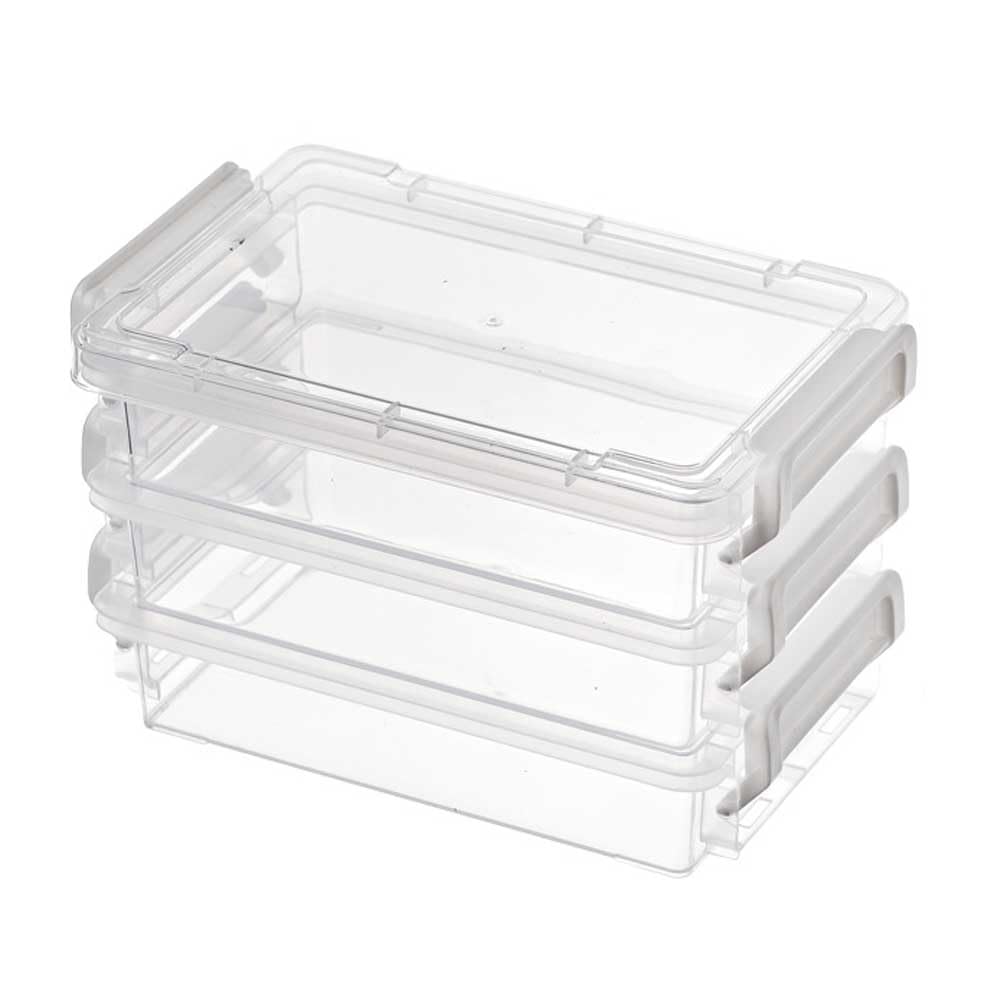 Clear Plastic Storage Box 3-Layer Stackable Stationery Case Portable Jewelry Storage Organizer for Jewelry, Lipstick, Business Cards, Erasers, Hair Accessories (1 Pack)