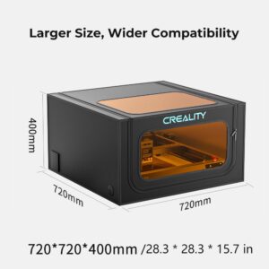 Creality Laser Engraver Cover V2.0 Fireproof and Dustproof Protective Enclosure with Exhaust Fan 4000RPM Pipe for Most Laser Cutter, Insulates Against Smoke, Odor and Noise Eye Protection720x720x400mm