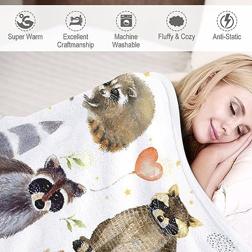 Raccoon Blanket Raccoon Gifts for Girls Boys Kids Woman Raccoon Lover Throw Blankets Soft Blanket Warm Fleece Flannel Plush Blankets for Bed Sofa Couch 40"x50"