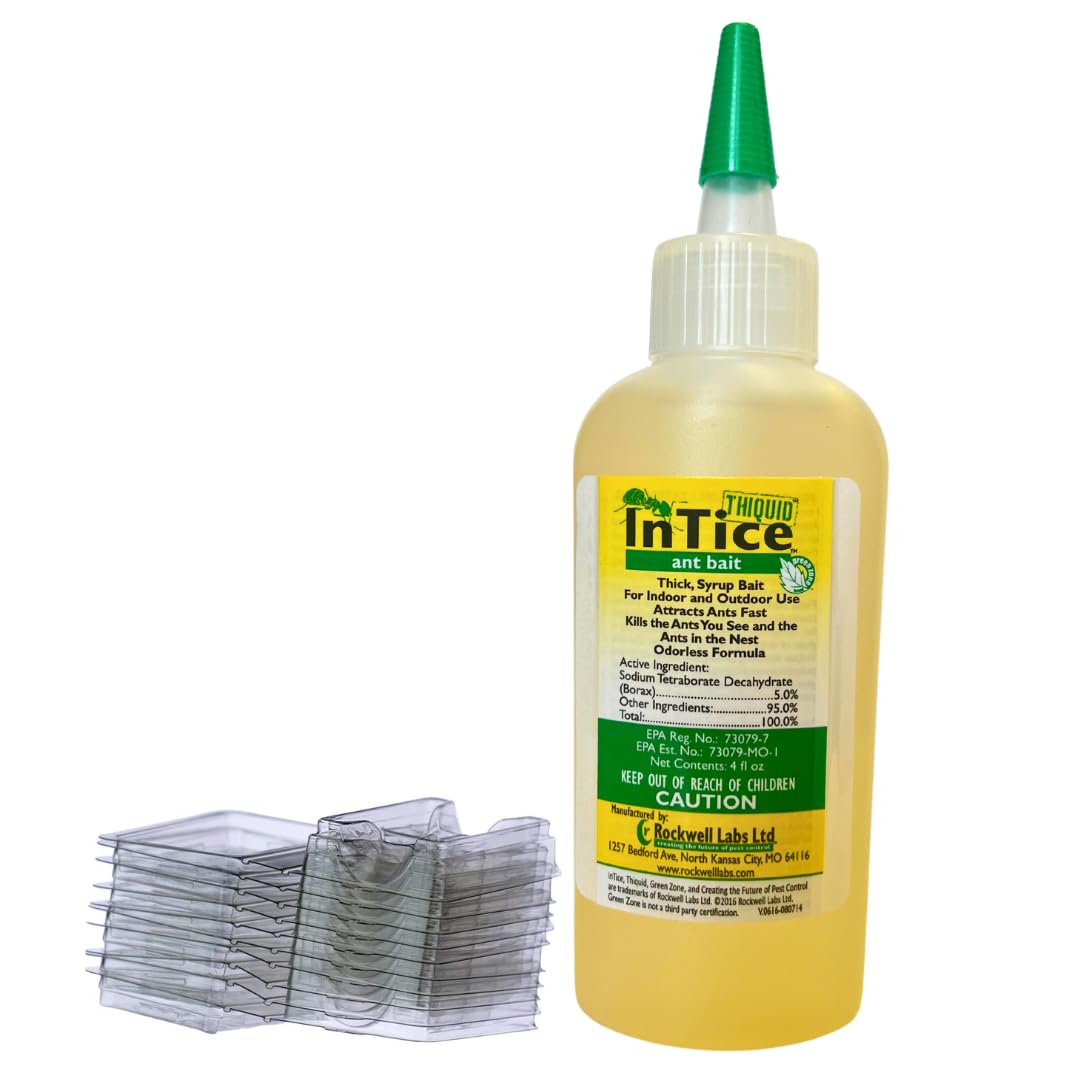 InTice Thiquid Ant Bait, 4 Ounce with 8 USA Supply Bait Trays. Get rid of Bait-Resistant Ants, Controls Wide Range of Ants | USA Supply Pest Identification Card