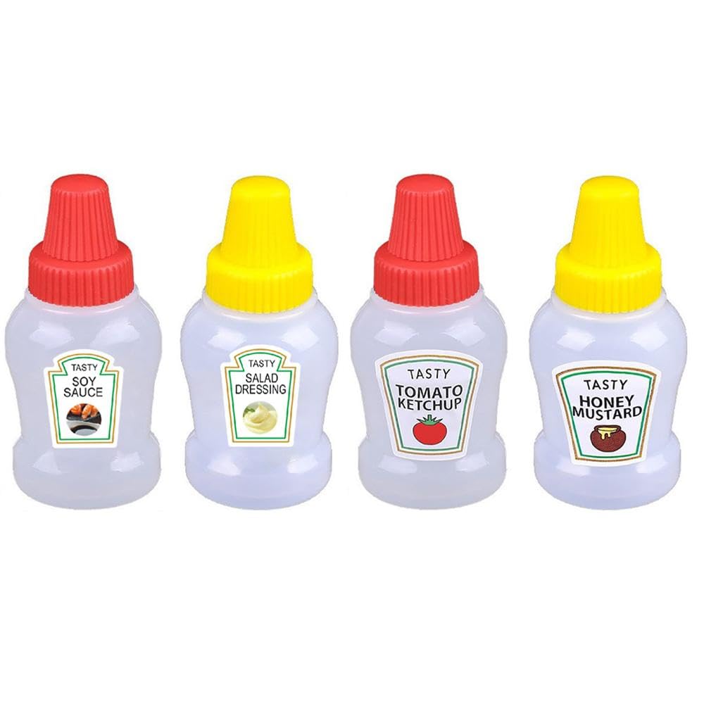 Mini Ketchup Bottles, 25ml Mini Condiment Squeeze Bottles Plastic Sauce Bottles Containers Empty Ketchup and Mustard Syrup Dispenser