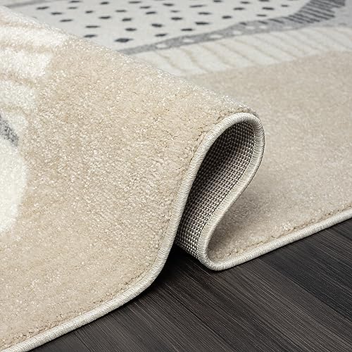 Abani Nuevo Collection Area Rug -Modern Ivory/Beige Faux Hide Design -7'9" x 10'2" - Easy to Clean - Durable for Kids and Pets - Non-Shedding - Medium Pile - Soft Feel - Living Room, Bedroom & Office