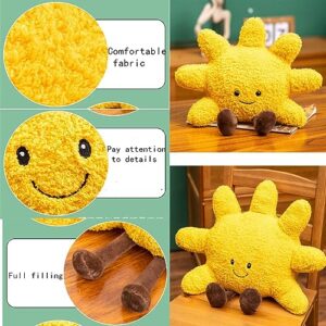 OUKEYI Soft Sun Plush Toy,Cute Smile Yellow Funny Sun Stuffed Animals Pillow,Sun Shape Chair Cushion Sofa Cushion Pillow(11.8“x18.8/30cmx48cm)