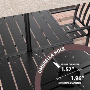 SAILARY Dining Umbrella Hole Outdoor Furniture Modern Design Rectangle Patio Metal Table 60" X 38", Dark Black