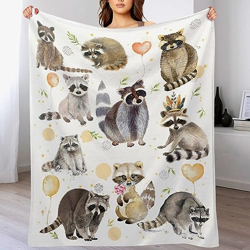 Raccoon Blanket Raccoon Gifts for Girls Boys Kids Woman Raccoon Lover Throw Blankets Soft Blanket Warm Fleece Flannel Plush Blankets for Bed Sofa Couch 40"x50"