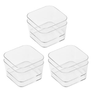 6pcs Clear Acrylic Storage Container, Desk Organizer Drawer Square Tray, Small Makeup Vanity Storage Bins Widely for Kitchen Cabinet, Tool, Office Desk, Gadgets, Pens, Paper Clips, No Lid