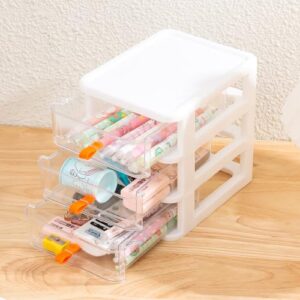 Gagee 3 Drawer Mini Desktop Unit,Plastic dressers with drawers for Arts and Crafts, Small Tools, Sewing Accessories, Stationary, and Hardware,Clear/White Frame