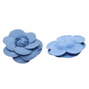 Begino 6Pcs Denim Flower Cloth 3 Sizes Denim Fabric Flowers Hair Accessories Clothes Hats Dress Decoration DIY