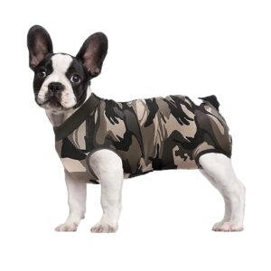 hchyey dog recovery suit, humanized dog surgery recovery suit for female male dogs, dog onesie for post surgery - anti licking e-collar cone alternative bodysuit for surgical wound (camouflage, l)