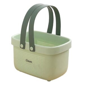 plastic bathroom storage basket portable shower caddy tote with handles hamper for bathroom pantry kitchen college dorm room camp (green 10''l x 7"w x 6''h)