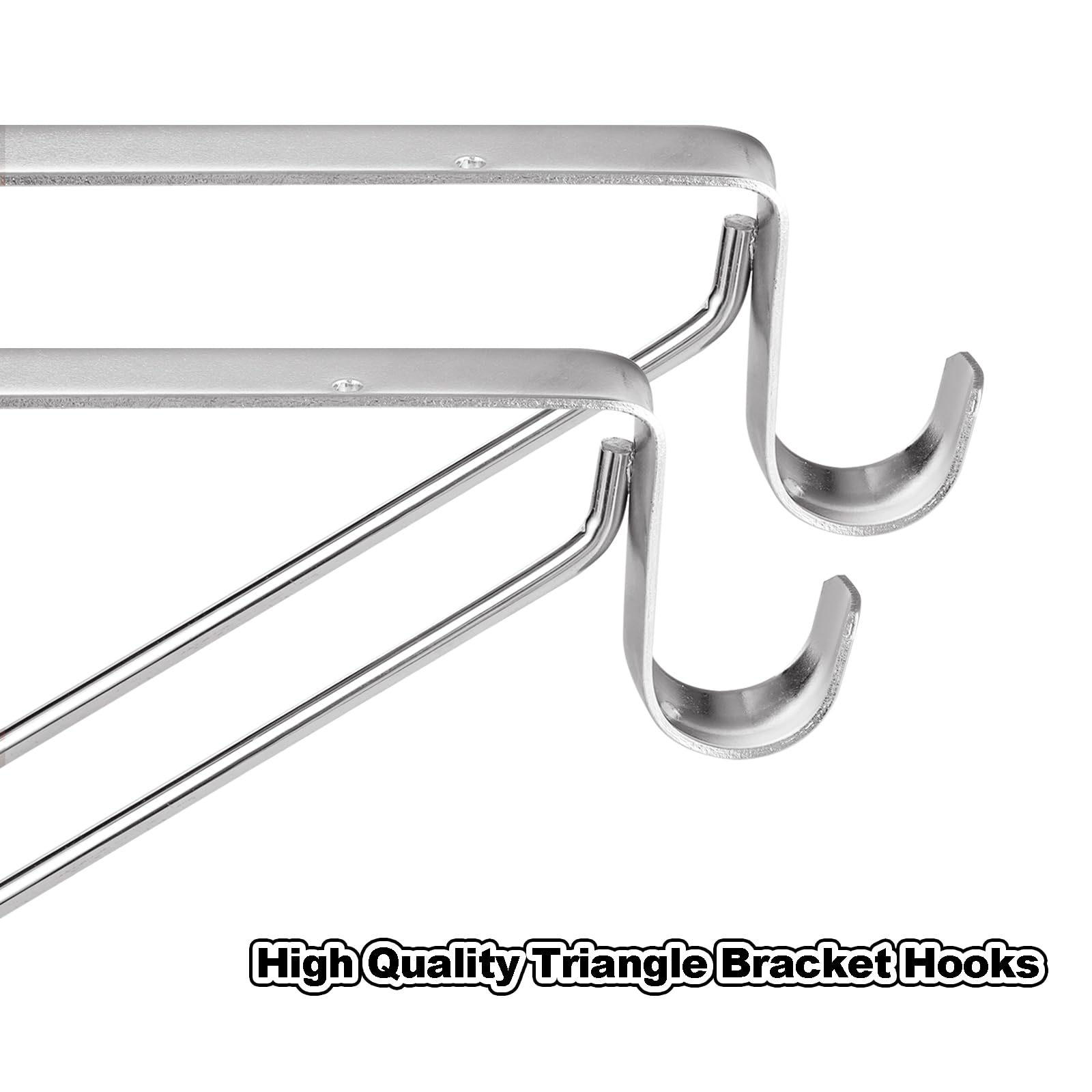 4 Pack Heavy Duty Closet Rod Brackets Holder 11 x 11 x 1 Inch, Electroplated Silver Closet Rod Support Bracket Steel Closet Rod Holders, Wall Mounted Shelf and Rod Support Bracket