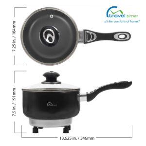 Travel Time 12V Cooking Pot with Cover – Universal for Most Vehicles, Non-Stick Surface, Stay-Cool Handle, On-the-Go Cooking, Small Cooking Appliance