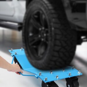 DEXSO 4 Tire Wheel Dolly Car with 8000 lbs Capacity, Manganese Steel Heavy Duty Car Mover Wheel Dollies Set of 4 with Antiskid Plate & 360 Degree Rotatable Wheel, 16"*13", Blue