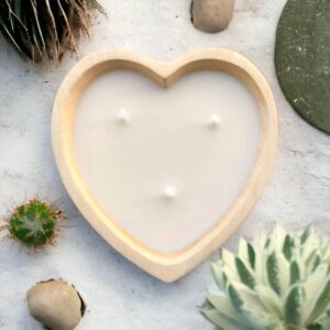 BestySuperStore 6” Heart Shaped Wooden Bowl Lavender Scented Soy Wax Candle - 3 Wicks 5 oz Decorative Dough Bowls Candles for Anniversary Engagement Wedding Birthday Valentine Christmas Gifts