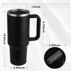 Ochapa 40 oz Tumbler with Handle Straw Lid Insulated Stainless Steel Vacuum Reusable Keep Drinks Cold Coffee Cup Holder Friendly Gifts for Christmas Lover Women Men Car Gym Travel, Black