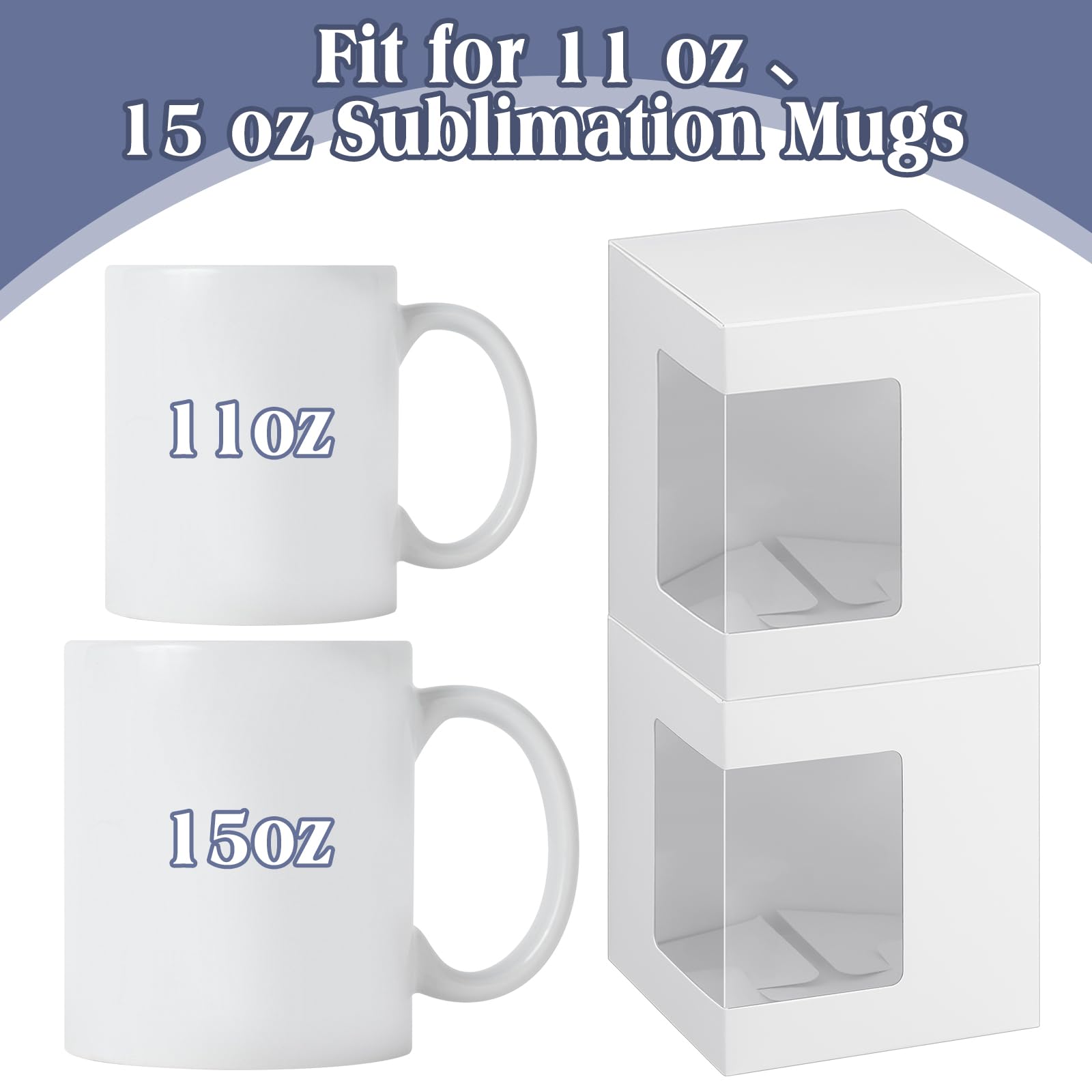 Harloon 24 Pcs Mug Boxes for Gifts Coffee Mug Gift Box for Blanks Sublimation Mugs Packaging 11oz, 12oz, 15oz Transparent Ceramic Coffee Cups Gift Box (White)