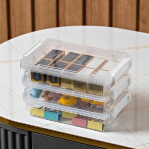 Clear Plastic Storage Box 3-Layer Stackable Stationery Case Portable Jewelry Storage Organizer for Jewelry, Lipstick, Business Cards, Erasers, Hair Accessories (1 Pack)