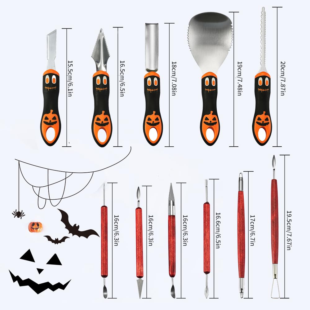 Unilove Halloween Pumpkin Carving Kit Professional and Heavy Duty Stainless Steel Tools (11PCS)