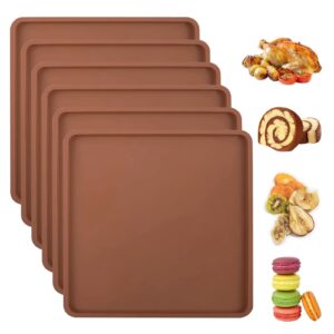 hlimior 6pcs silicone dehydrator trays with edge for 14" x 14" trays, compatible with excalibur dehydrator, multi-purpose reusable for jerky, fruit, meat, herbs, vegetables, crackers