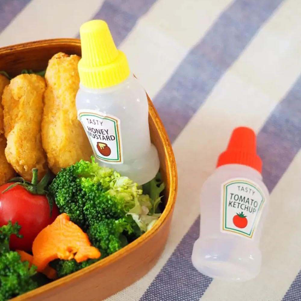 Mini Ketchup Bottles, 25ml Mini Condiment Squeeze Bottles Plastic Sauce Bottles Containers Empty Ketchup and Mustard Syrup Dispenser