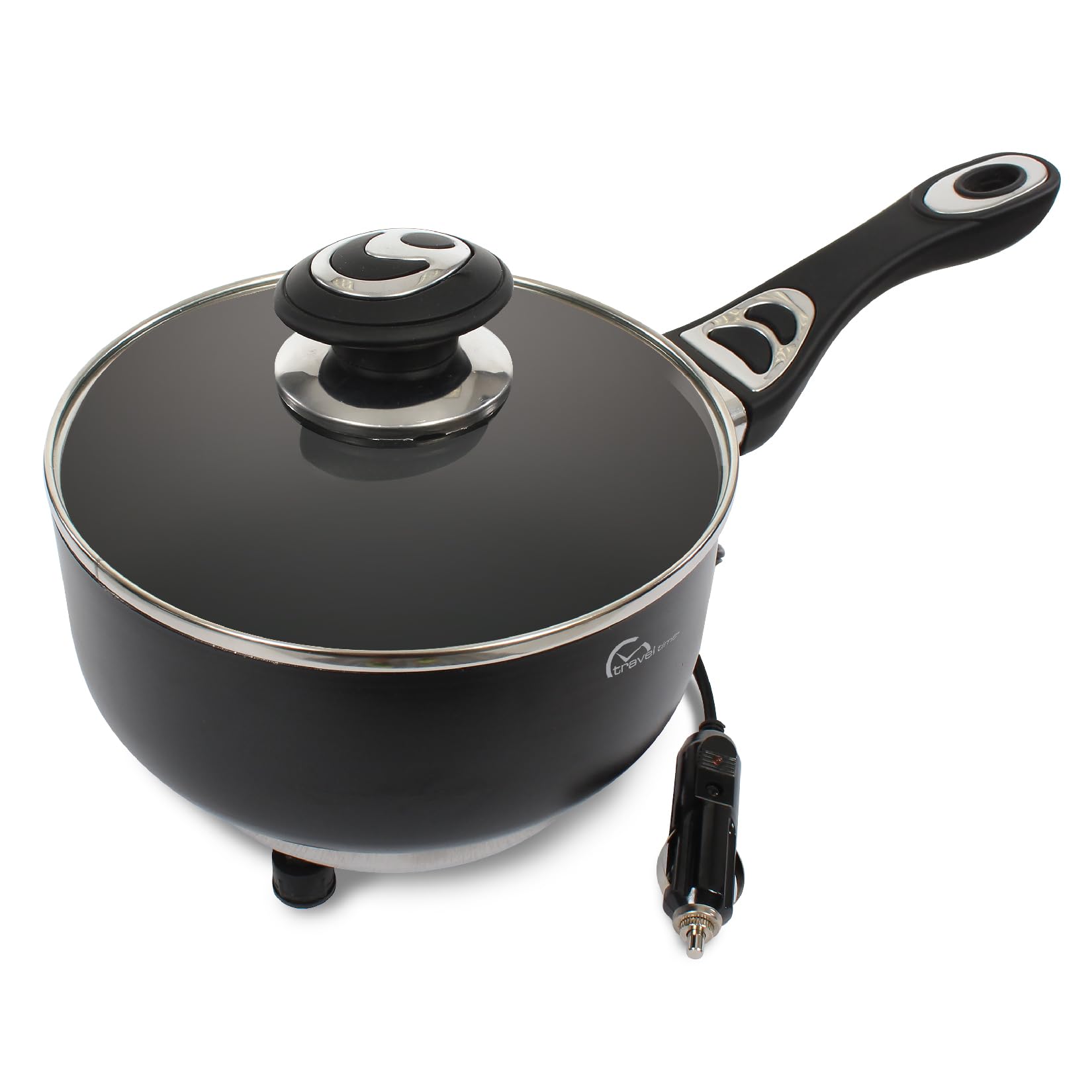 Travel Time 12V Cooking Pot with Cover – Universal for Most Vehicles, Non-Stick Surface, Stay-Cool Handle, On-the-Go Cooking, Small Cooking Appliance